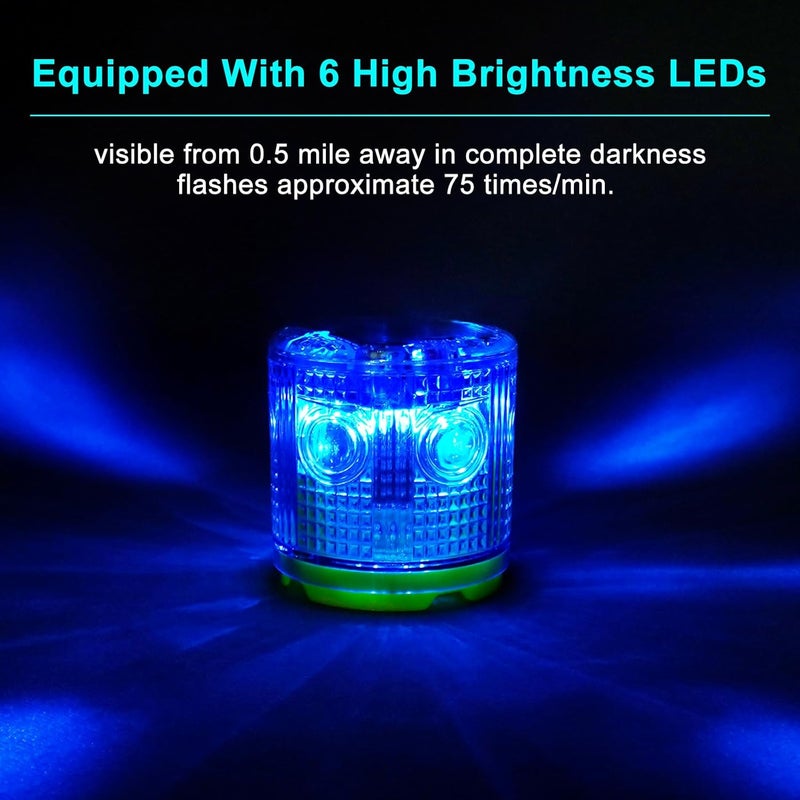 Aolyty Solar Strobe Warning Light IP54 Waterproof LED Flashing Safety Light Bright Warning Lamp Outdoor for Construction Traffic Dock Marine Beacon Road Signs (Blue) - Image 2